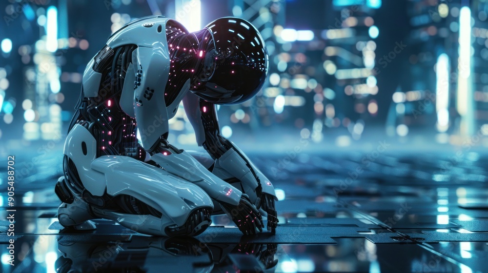 Cyberpunk Robot in a Futuristic City Cyberpunk Robot in a Futuristic City