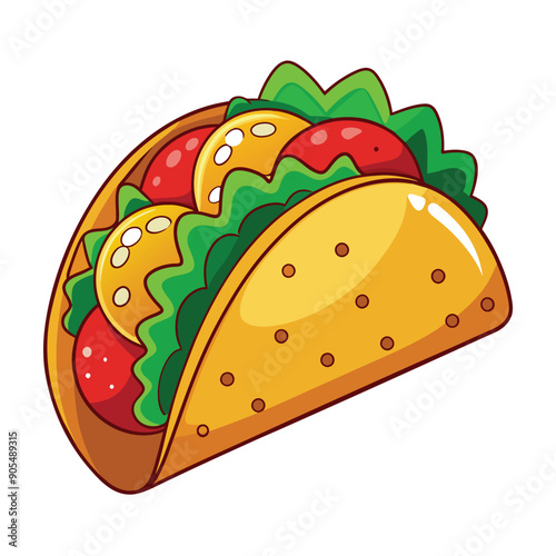 Cartoon illustration of a taco with fillings