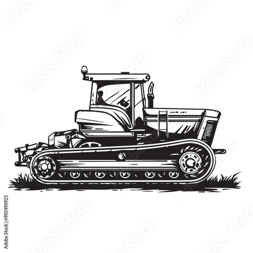 CRAWLER CARRIER in cartoon, doodle style . Image for t-shirt, web, mobile apps and ui. Isolated 2d vector illustration in logo, icon, sketch style, Eps 10, black and white. AI Generative