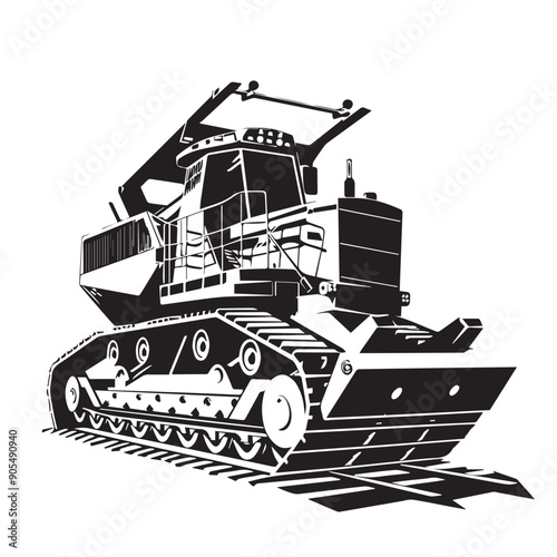 CRAWLER CARRIER in cartoon, doodle style . Image for t-shirt, web, mobile apps and ui. Isolated 2d vector illustration in logo, icon, sketch style, Eps 10, black and white. AI Generative