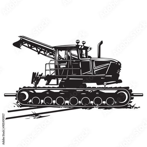 CRAWLER CARRIER in cartoon, doodle style . Image for t-shirt, web, mobile apps and ui. Isolated 2d vector illustration in logo, icon, sketch style, Eps 10, black and white. AI Generative