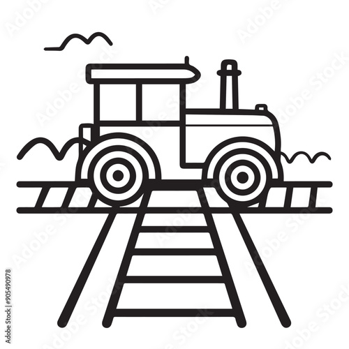 CRAWLER CARRIER in cartoon, doodle style . Image for t-shirt, web, mobile apps and ui. Isolated 2d vector illustration in logo, icon, sketch style, Eps 10, black and white. AI Generative