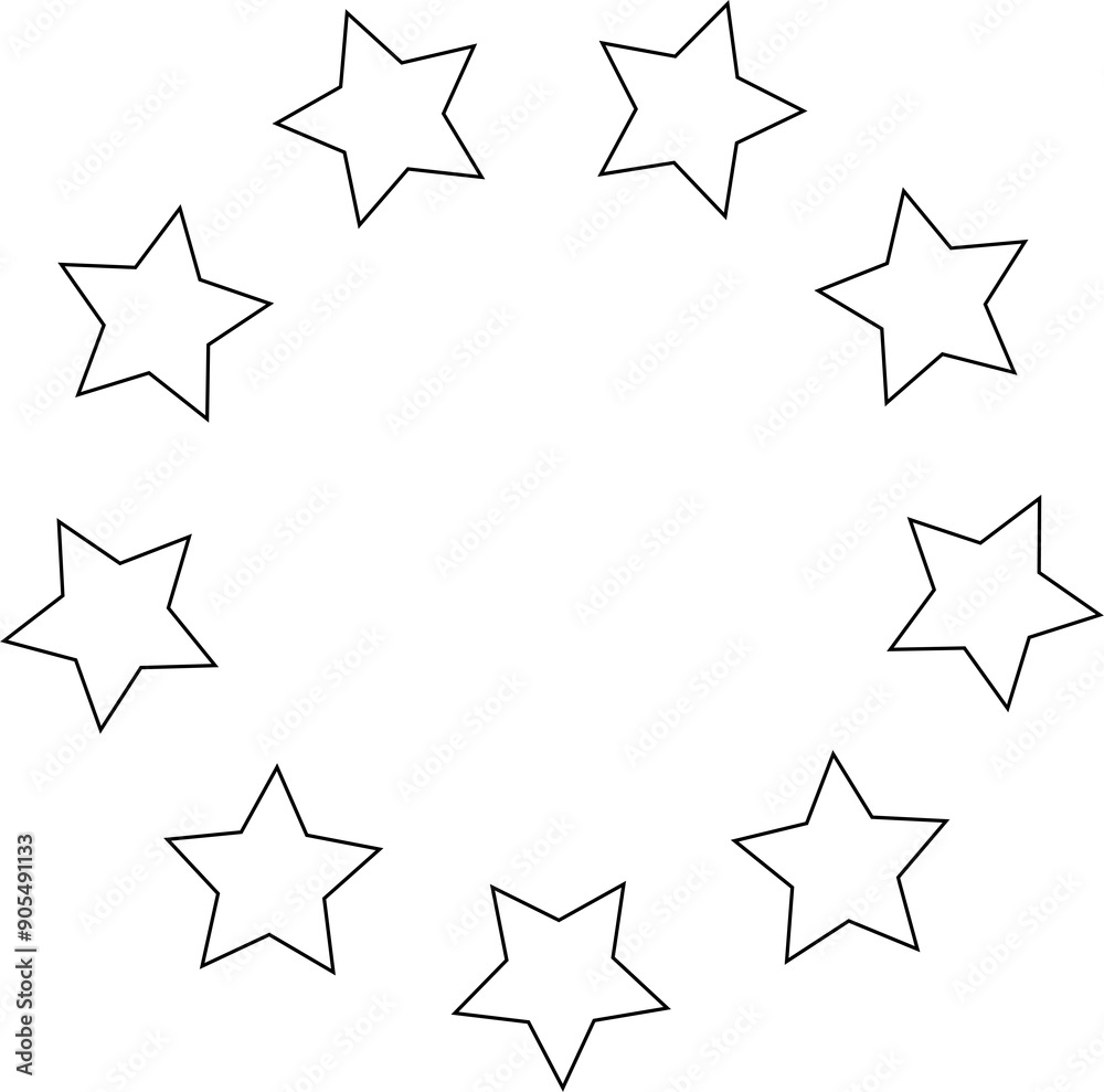 Stars various arranged in a circle. Decoration elements