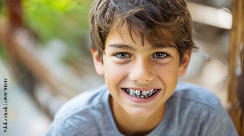 Portrait of a Smiling Boy with Braces