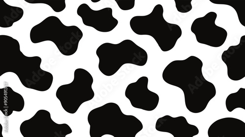 Black and White Dairy Cow Pattern Seamless Vector