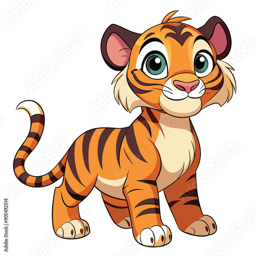 Cartoon illustration of a cute tiger cub