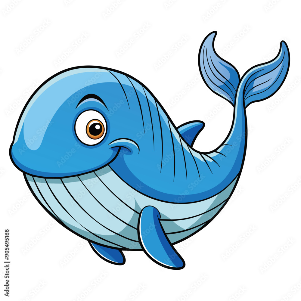 Cartoon Blue Whale with a Smile and One Open Eye Cartoon Blue Whale with a Smile and One Open Eye