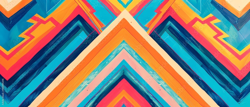 A vibrant and colorful abstract pattern featuring chevron designs in various shades, perfect for decor and artistic projects. A vibrant and colorful abstract pattern featuring chevron designs in various shades, perfect for decor and artistic projects.