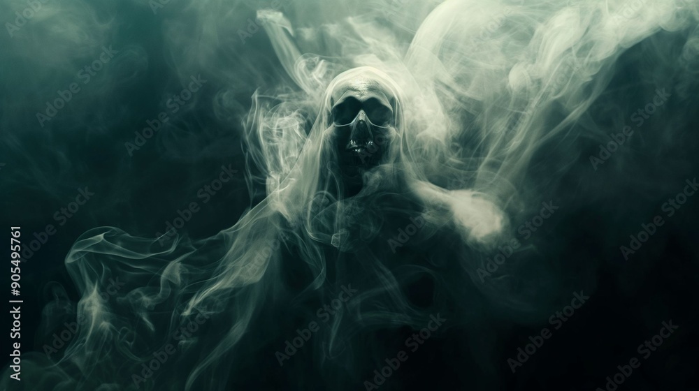 Ghostly Skull in Swirling Smoke. Ghostly Skull in Swirling Smoke.