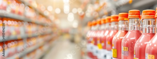 Safety Equipment: Red Fire Extinguishers Organized in Shop Display
