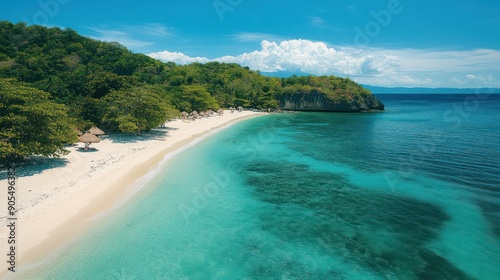 serene beach in the site of Bantay, mostly covered with white sand and crystal clear water photo