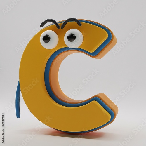 3d character with a letter  alphabet B with cute cartoon charater that presentative of it made for kids againts isolate  photo