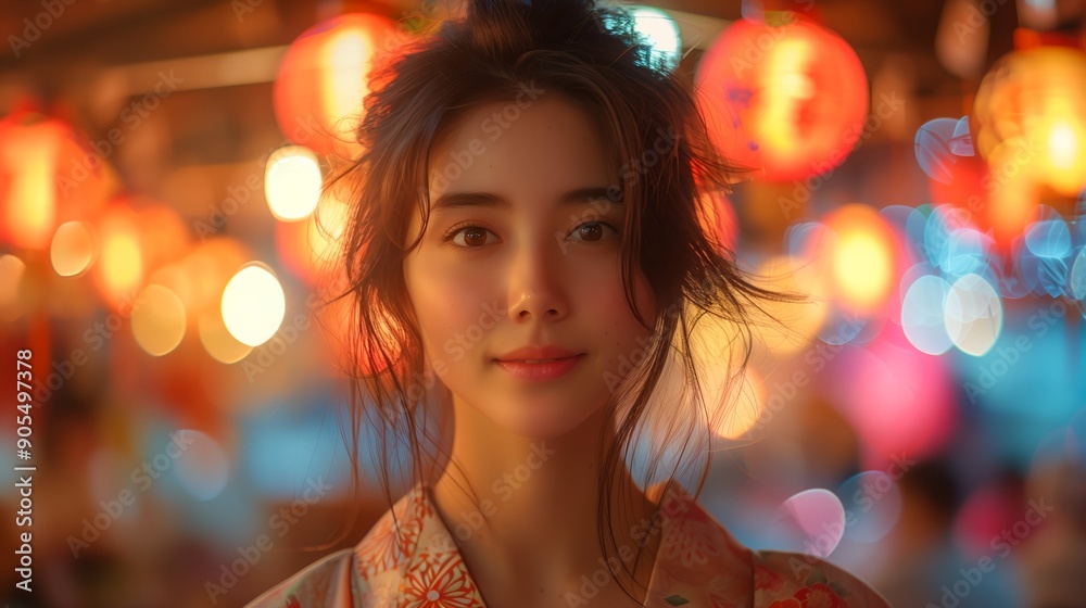 夏祭りを楽しむ日本人女性 夏祭りを楽しむ日本人女性