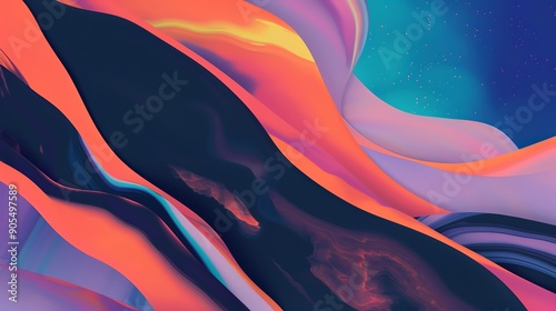 Vibrant abstract wave design with dynamic colors and smooth curves, perfect for creative projects and modern art themes.