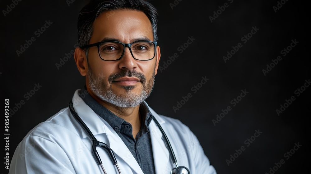 portrait of a doctor wearing a white coat and eyeglasses portrait of a doctor wearing a white coat and eyeglasses
