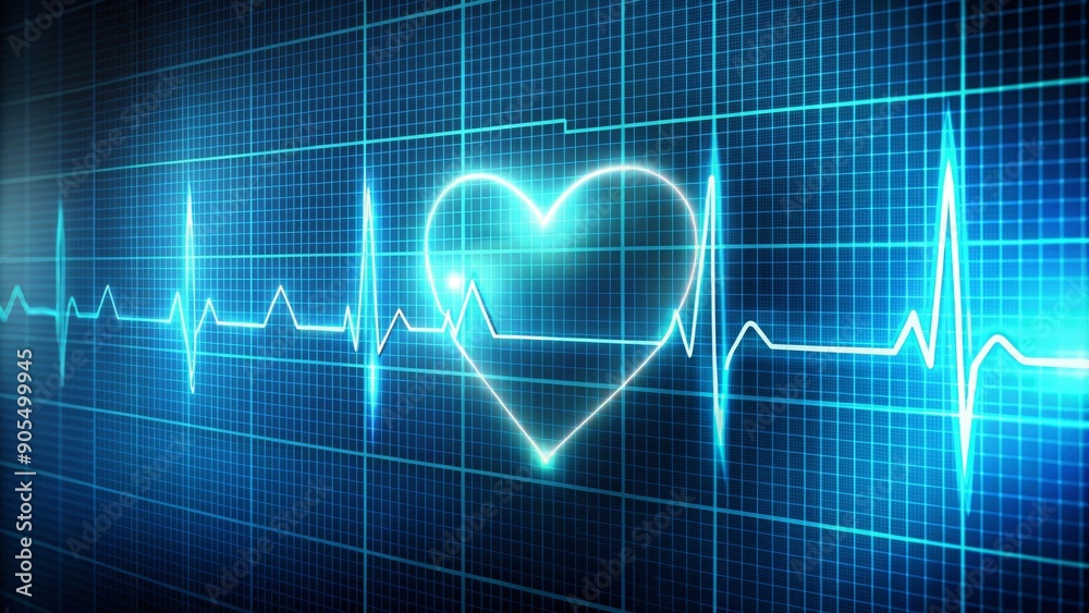 The image depicts a heart rate monitor with a glowing heart in the center, symbolizing the importance of a healthy heart, love, life, and vitality. The image depicts a heart rate monitor with a glowing heart in the center, symbolizing the importance of a healthy heart, love, life, and vitality.