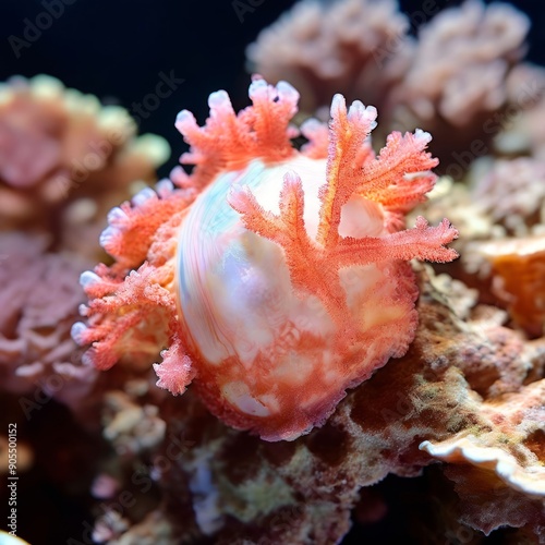 coral pearl a pearl produced by the calcification of coral mater photo