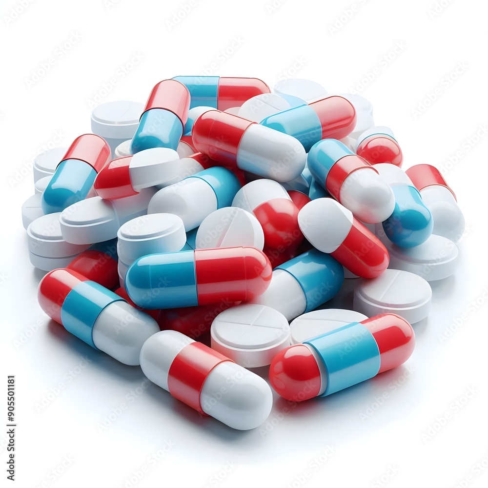 Generative AI A mix of pills and tablets in a container. Generative AI A mix of pills and tablets in a container.
