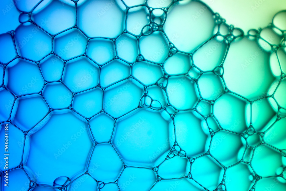 Abstract background bio technology, macro photography foam and water with gradient background. Molecule multicolor backgorund Abstract background bio technology, macro photography foam and water with gradient background. Molecule multicolor backgorund