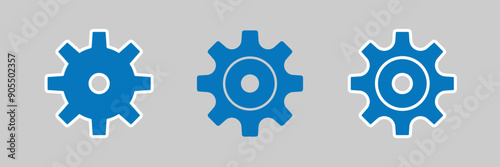 Gear settings icon set. Containing execution, process, system, evaluate, efficiency, operation, optimize icon . Vector illustration. Gear vector icon. Eps 10.