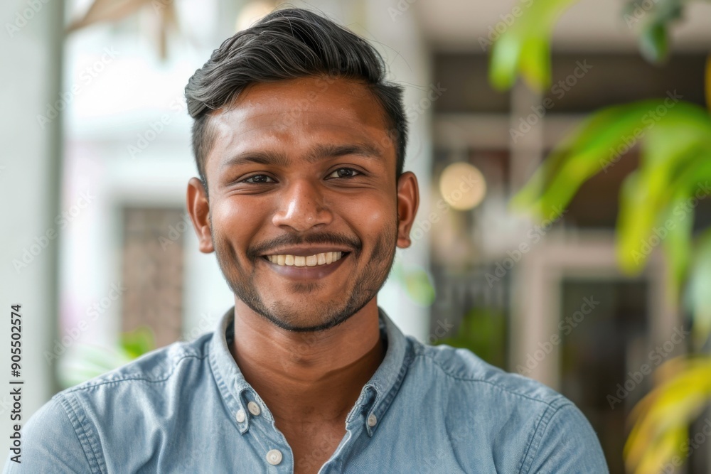Obraz premium Man Looking At Camera. Portrait of an Indian Businessman with a Smile of Satisfaction