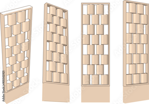 Vector sketch illustration of a room partition backdrop design for the interior of a family room at home