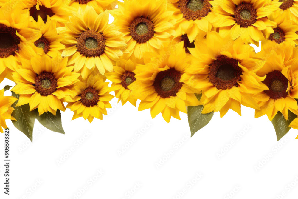 Naklejka premium PNG Bright and cheerful sunflowers in full bloom, perfect for adding a touch of nature and warmth to any design.