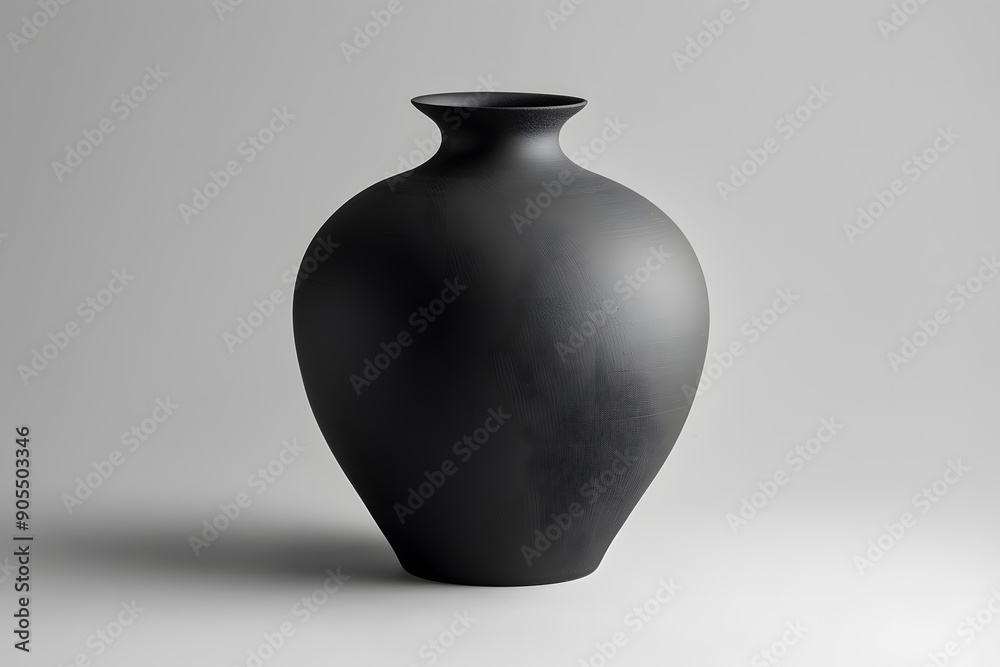 Black ceramic vase isolated on grey background Black ceramic vase isolated on grey background
