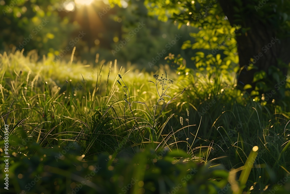 Sunlit grasses in a lush meadow, creating a serene and peaceful atmosphere. Sunlit grasses in a lush meadow, creating a serene and peaceful atmosphere.