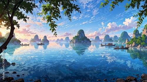 ha long bay vietnam natural wonders around the world morning view anime