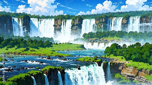 iguazu falls argentinabrazil natural wonders around the world morning view anime