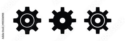 Gear settings icon set. Containing execution, process, system, evaluate, efficiency, operation, optimize icon . Vector illustration. Gear vector icon. Eps 10.