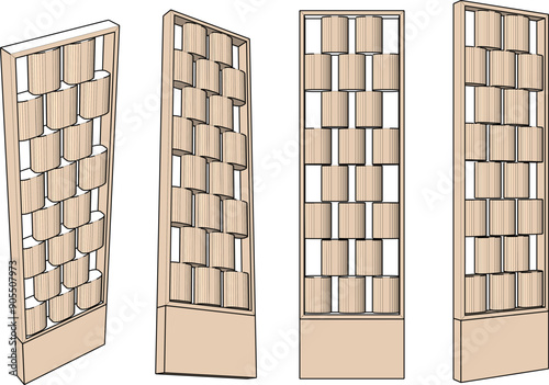 Vector sketch illustration of a room partition backdrop design for the interior of a family room at home