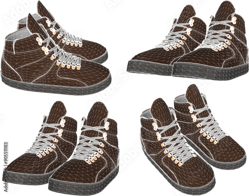 Vector sketch illustration of the design of men's fashion sports shoe sandals, sneakers for certain events