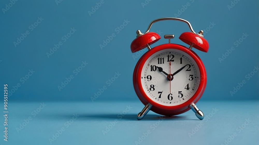 Classic Alarm Clock on Blue Background Classic Alarm Clock on Blue Background