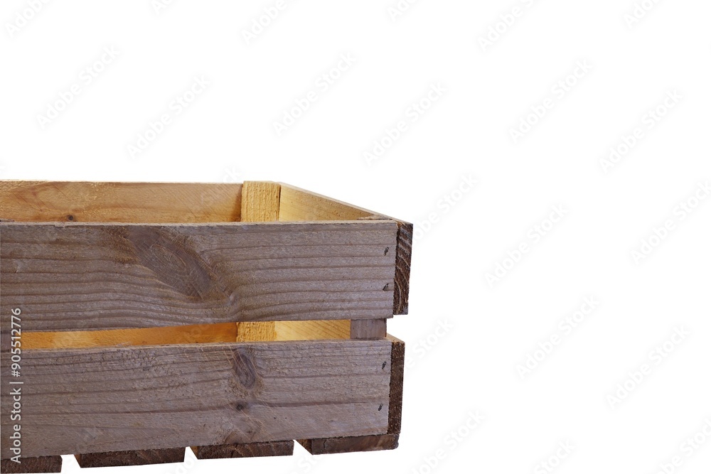 Image of an empty wooden box on a white background. Image of an empty wooden box on a white background.