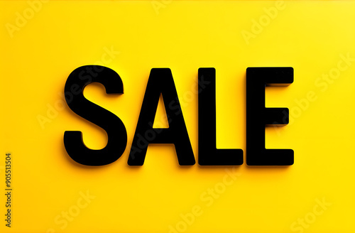 Word "Sale", black letters in on a yellow background