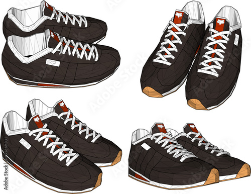 Vector sketch illustration of detailed design silhouette of youth sneakers for fashion and travel 