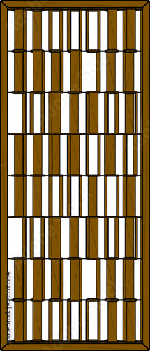 Vector sketch illustration of silhouette image of detailed design of interior wardrobe partition