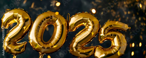 Gold balloons 2025 new year. Number2025 new year.