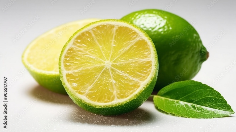 Fresh Lime Close-Up: Vibrant Citrus Fruit with Green Leaves - Perfect for Healthy Eating and Refresh Fresh Lime Close-Up: Vibrant Citrus Fruit with Green Leaves - Perfect for Healthy Eating and Refresh