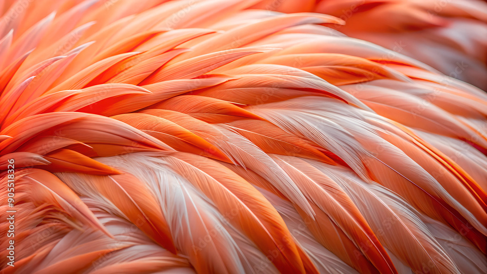 Fototapeta premium Flamingo pink feathers close-up background and texture