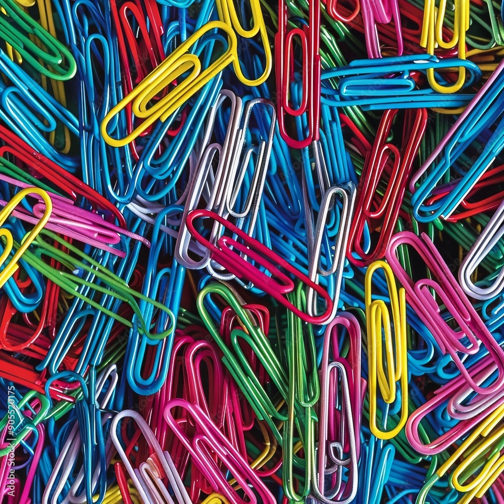 A close-up shot of a pile of colorful paperclips. The paperclips are arranged in a random pattern, creating a vibrant and abstract image. A close-up shot of a pile of colorful paperclips. The paperclips are arranged in a random pattern, creating a vibrant and abstract image.
