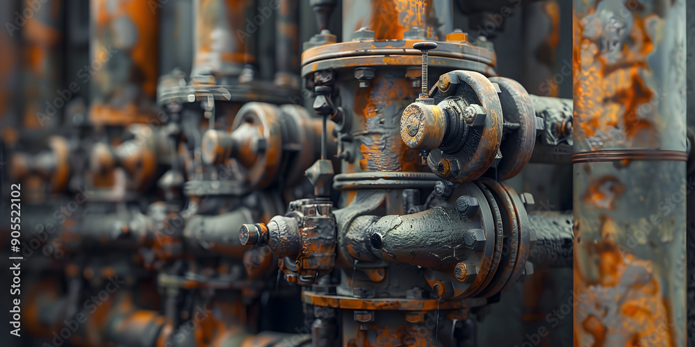 Rustic Industrial Pipes with Weathered, Gritty Surface Rustic Industrial Pipes with Weathered, Gritty Surface