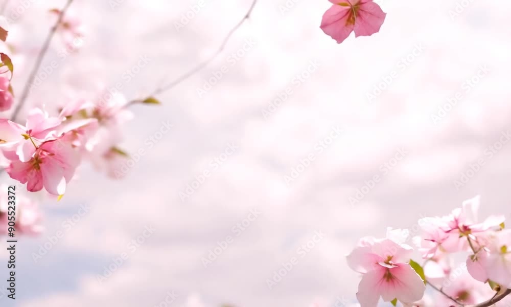 Delicate Pink Blossoms Against a Cloudy Sky Delicate Pink Blossoms Against a Cloudy Sky