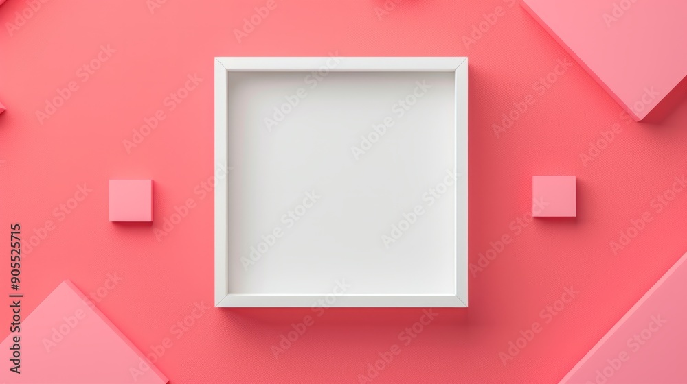 White blank square frame for mock up and display products with pastel colors White blank square frame for mock up and display products with pastel colors