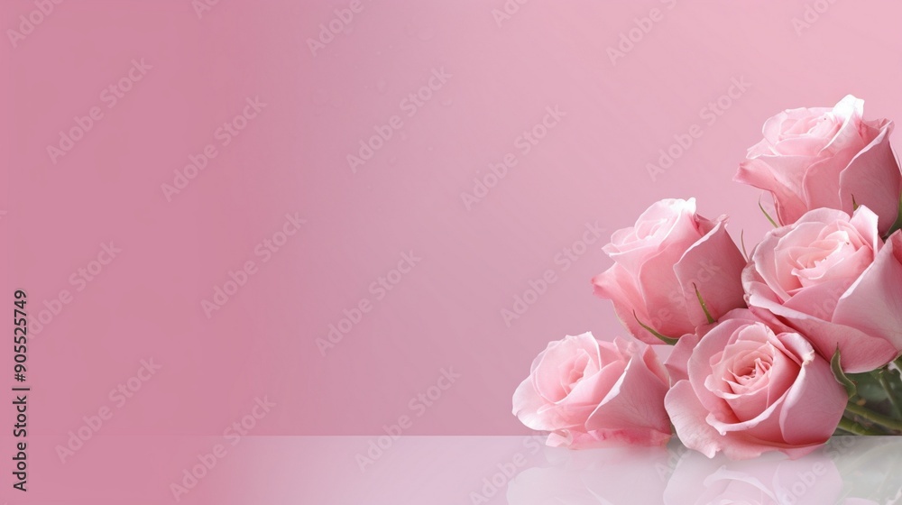 Elegant Pink Roses on Soft Pastel Background - Romantic Floral Arrangement Elegant Pink Roses on Soft Pastel Background - Romantic Floral Arrangement