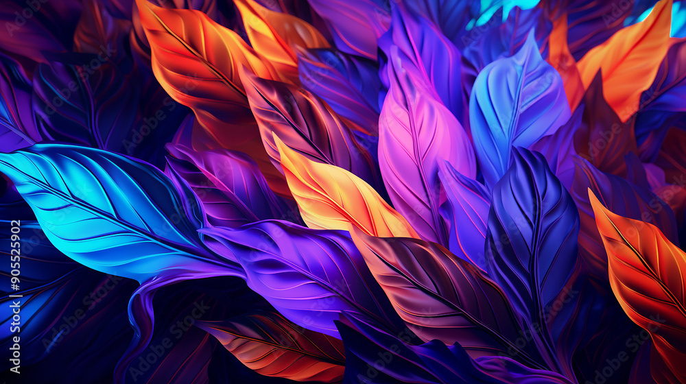 Abstract fluorescent leaves background chaotic Abstract fluorescent leaves background chaotic