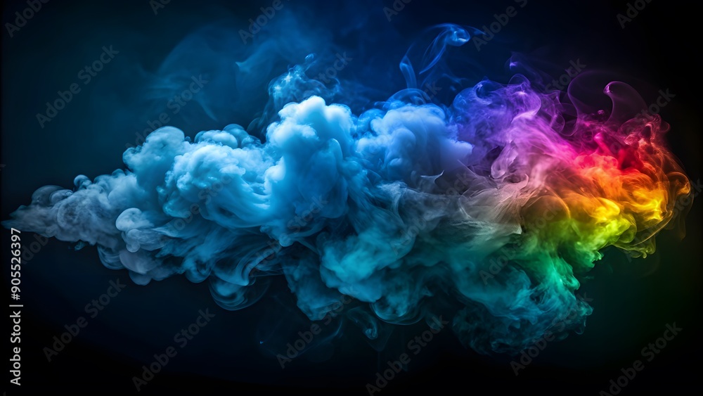 Abstract backdrop cloud of green and blue smoke on a black isolated background. soft mystery horror design, spooky background. Abstract backdrop cloud of green and blue smoke on a black isolated background. soft mystery horror design, spooky background.