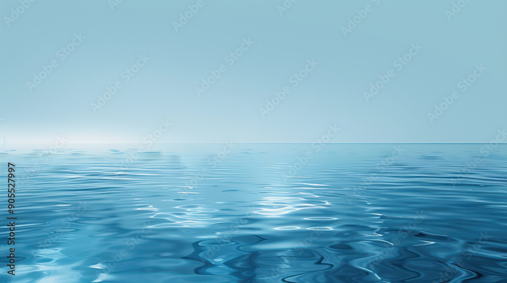 Obraz premium Serene blue water surface reflecting light, creating a calm and tranquil atmosphere ideal for relaxation and meditation.